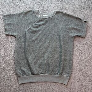 Vintage 70s Oakbrook Short Sleeve Sweatshirt USA Raglan Heather Gray Athletic XL